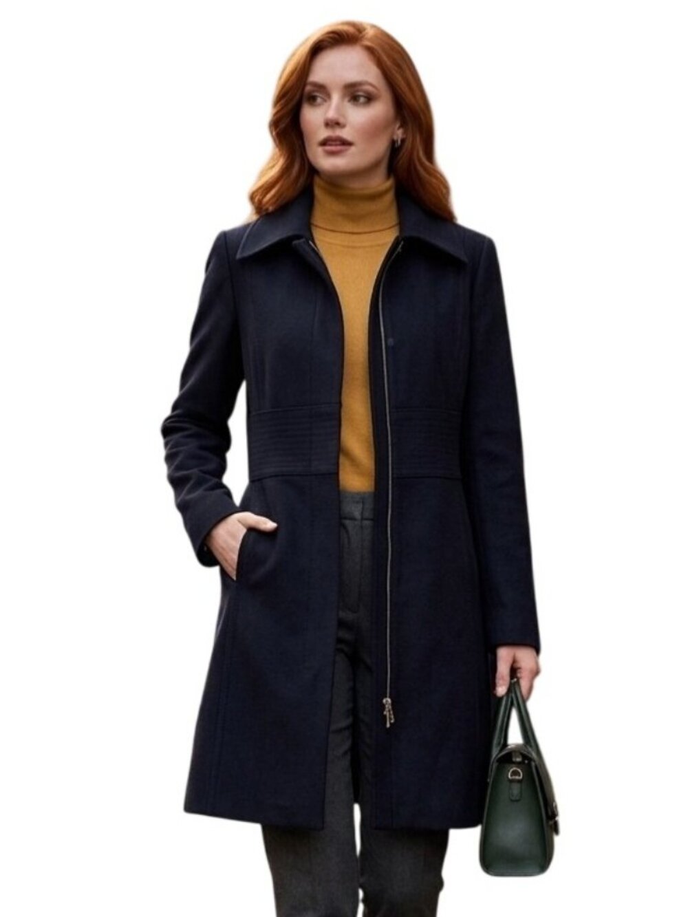 Kenneth Cole Reaction Structured Mid-Length Wool Blend Modern Winter Coat 12